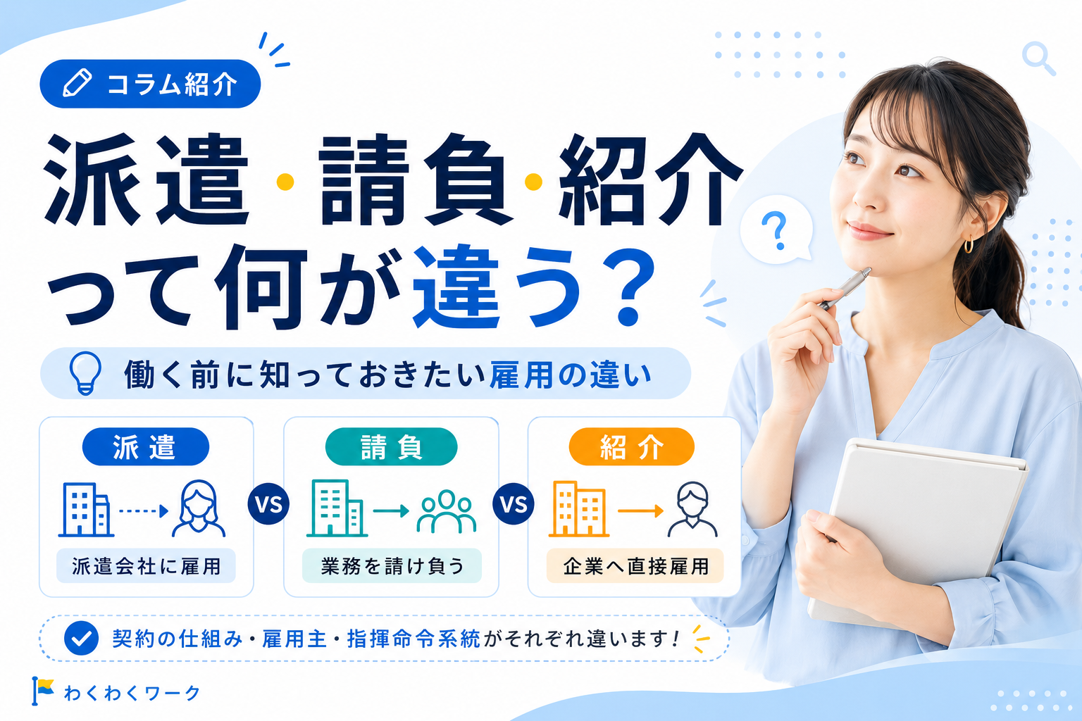 派遣・請負・紹介の違い｜働く前に知りたい雇用の仕組み